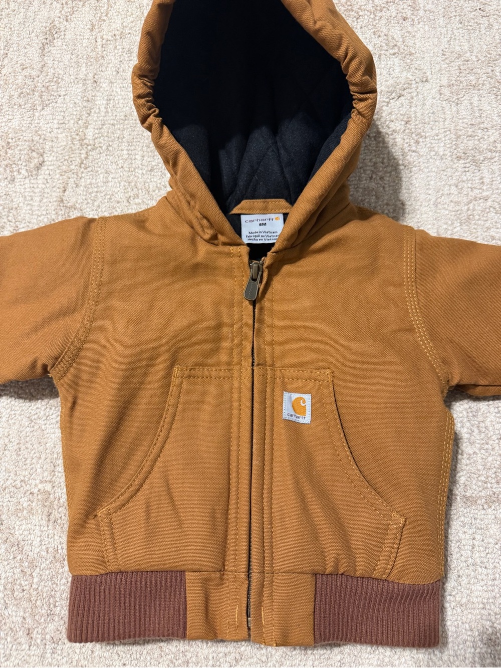 Carhartt Canvas Insulated Hooded Brown Baby Jacket NWOT